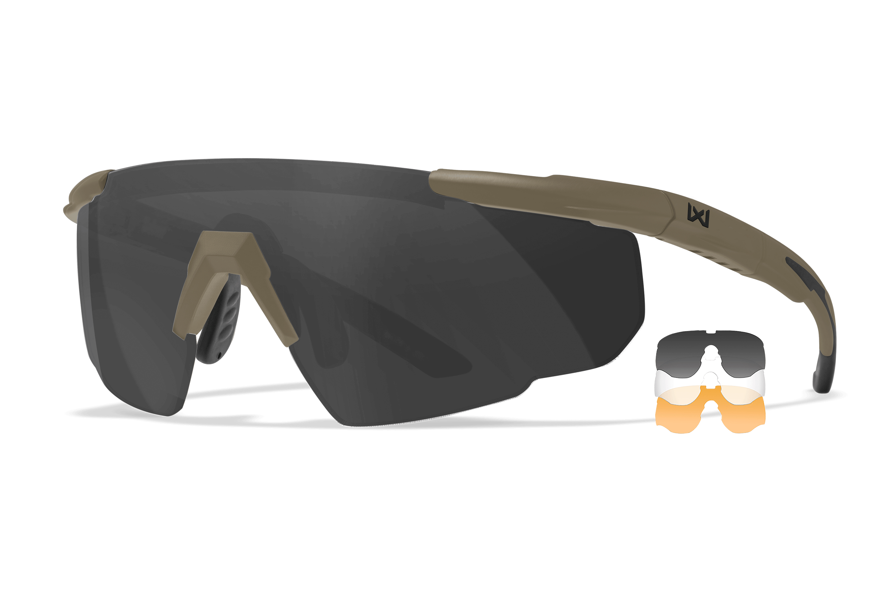 Saber Advanced - Tan Frame Smoke Grey/Clear/Rust Lenses | Wiley X