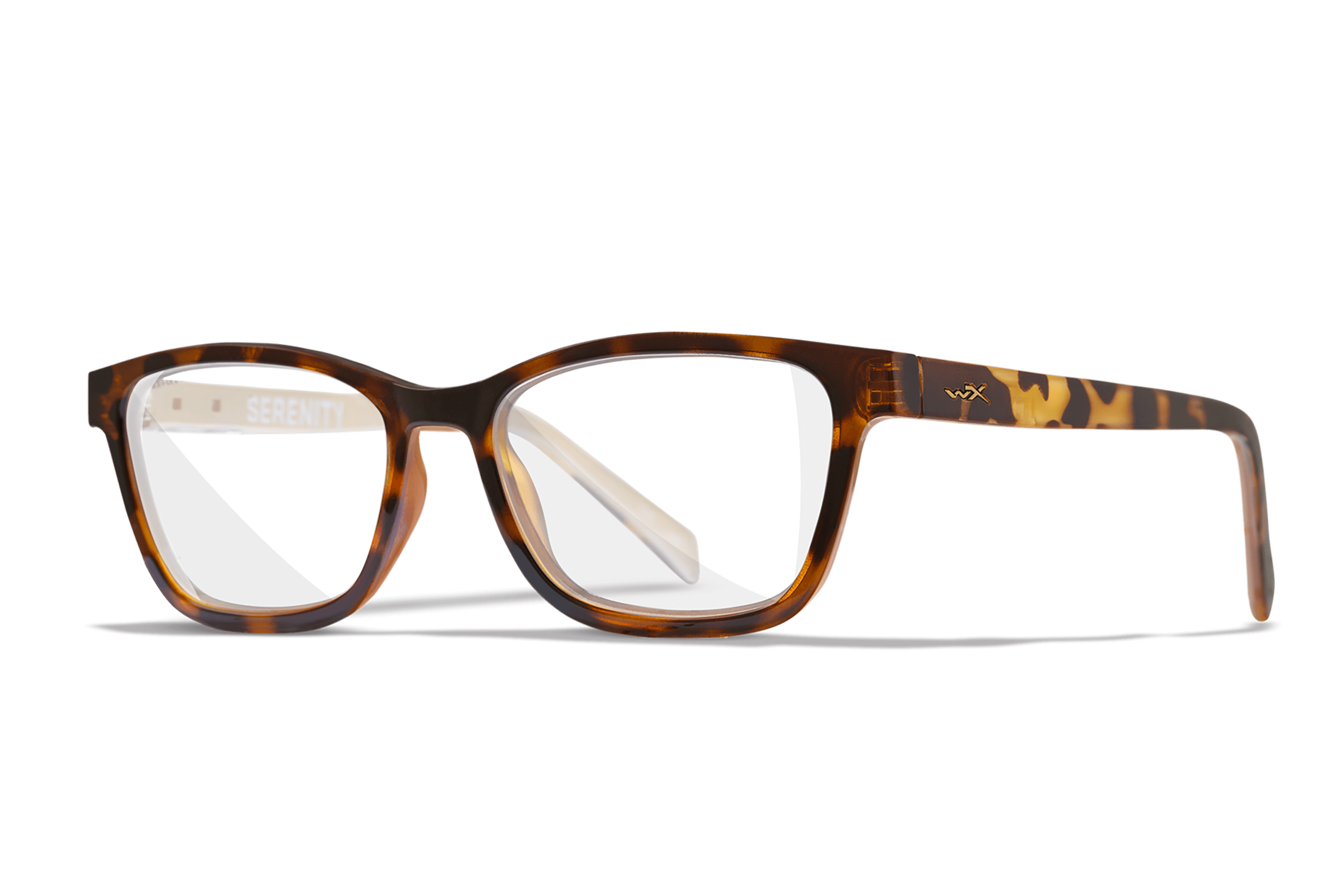 WX Serenity Eyeglasses - Gloss Brown Demi Frame Champagne Temples WX Serenity Eyeglasses - Gloss Brown Demi Frame Champagne Temples