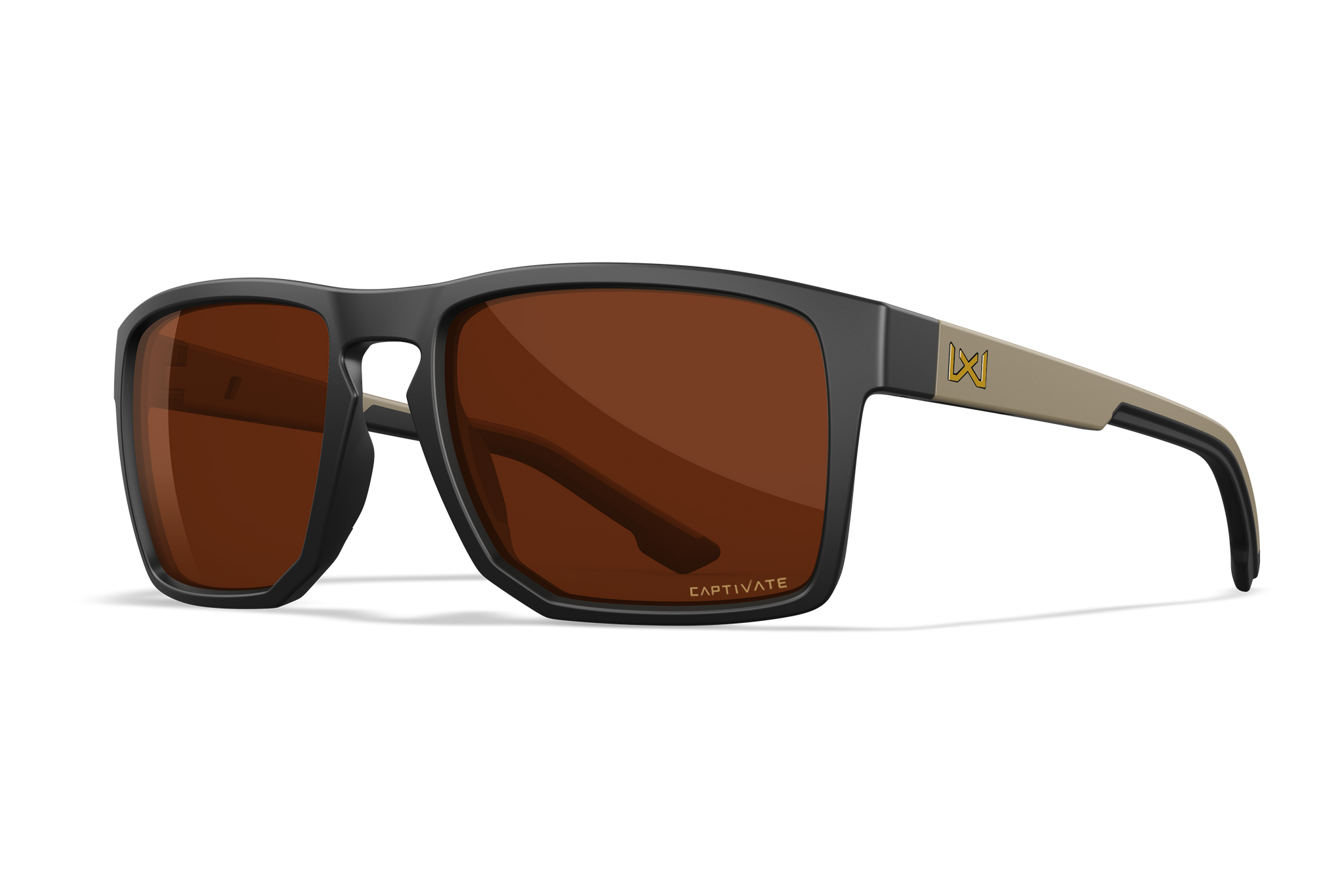 Wiley X Founder Sunglasses, In Matte Black and Tan
