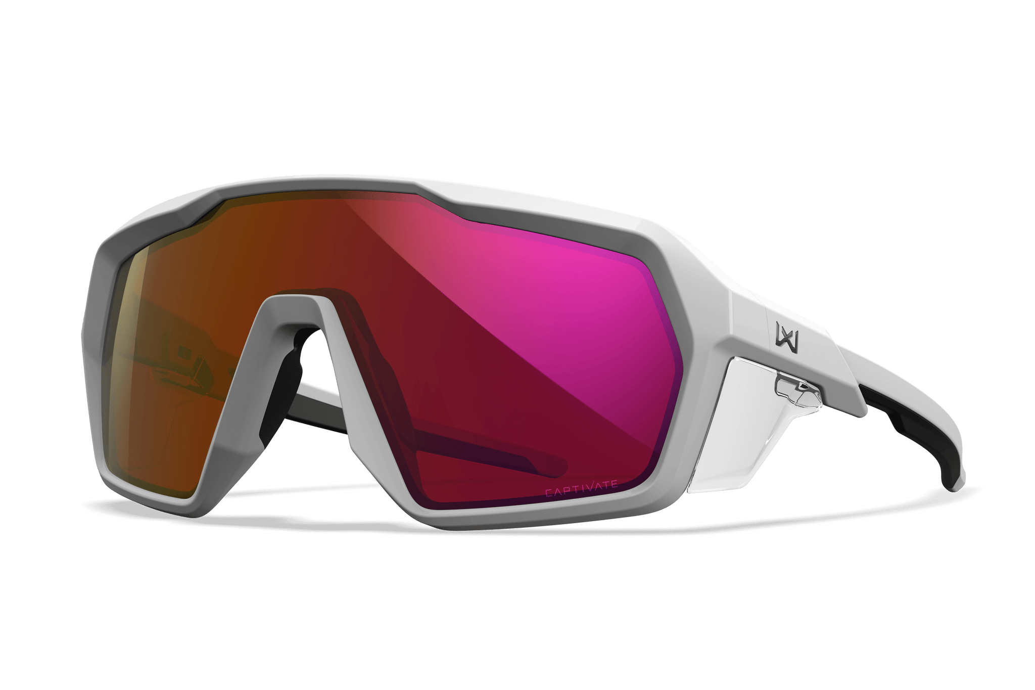 WX Citadel Sunglasses - CAPTIVATE™ Red Mirror Lenses White Frame