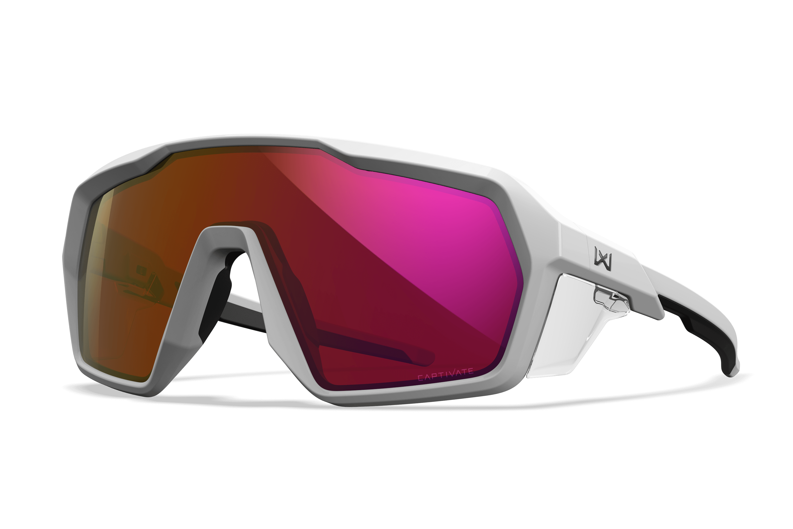 WX Citadel Sunglasses - CAPTIVATE™ Red Mirror Lenses White Frame