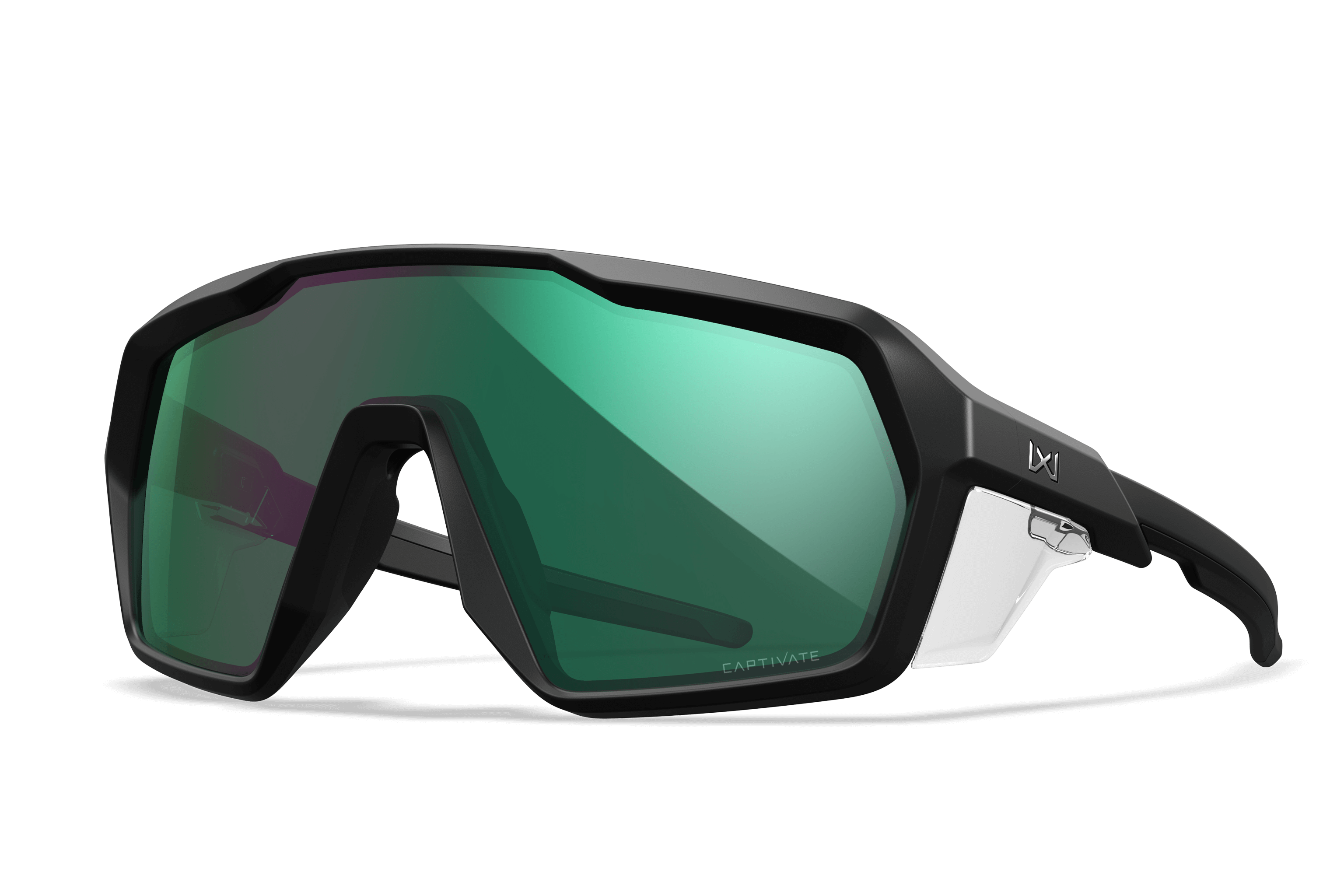 WX Citadel Sunglasses - CAPTIVATE™ Green Mirror Lenses Matte Black