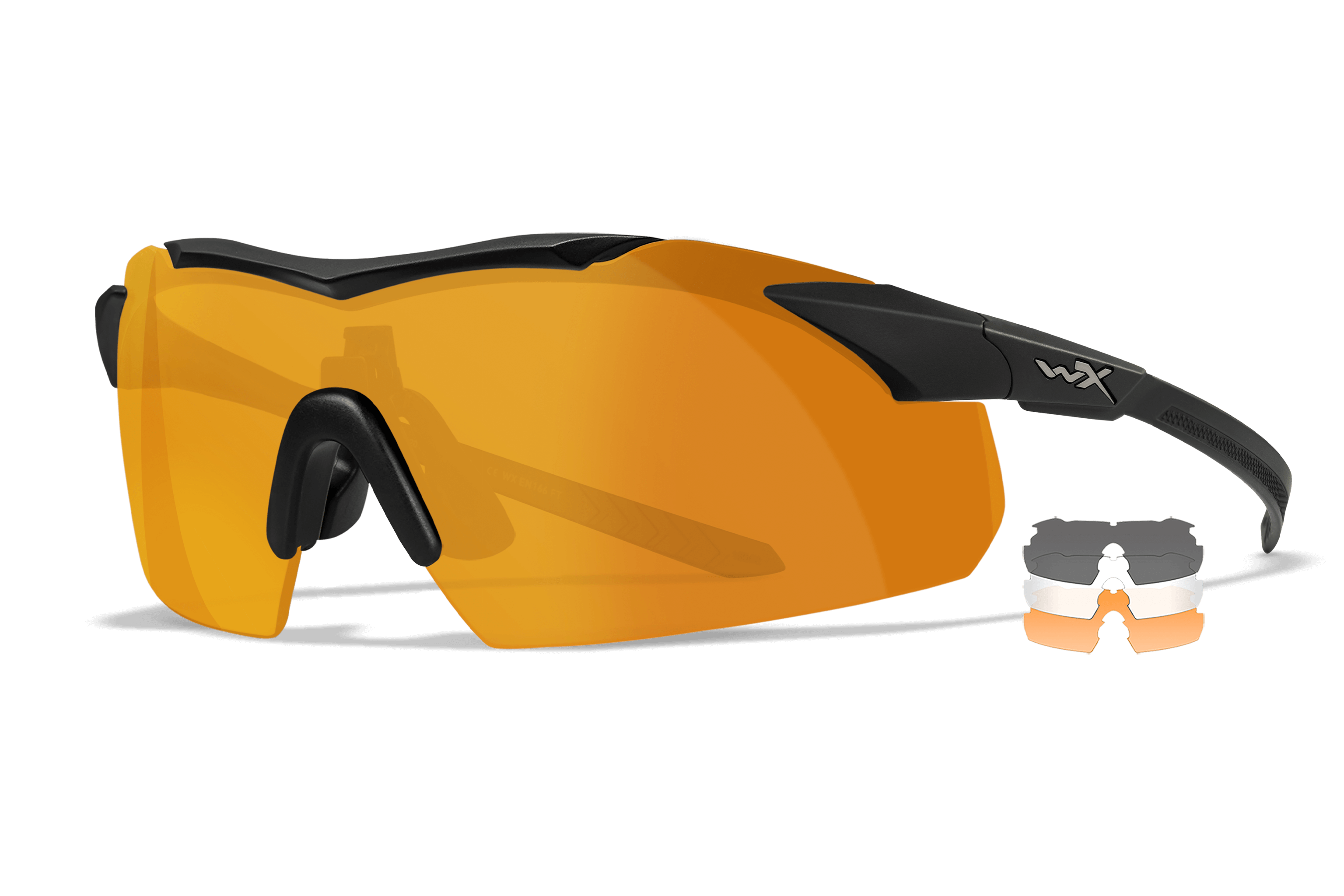 WX Vapor Sunglasses - Matte Black Temples Grey/Clear/Rust Lenses