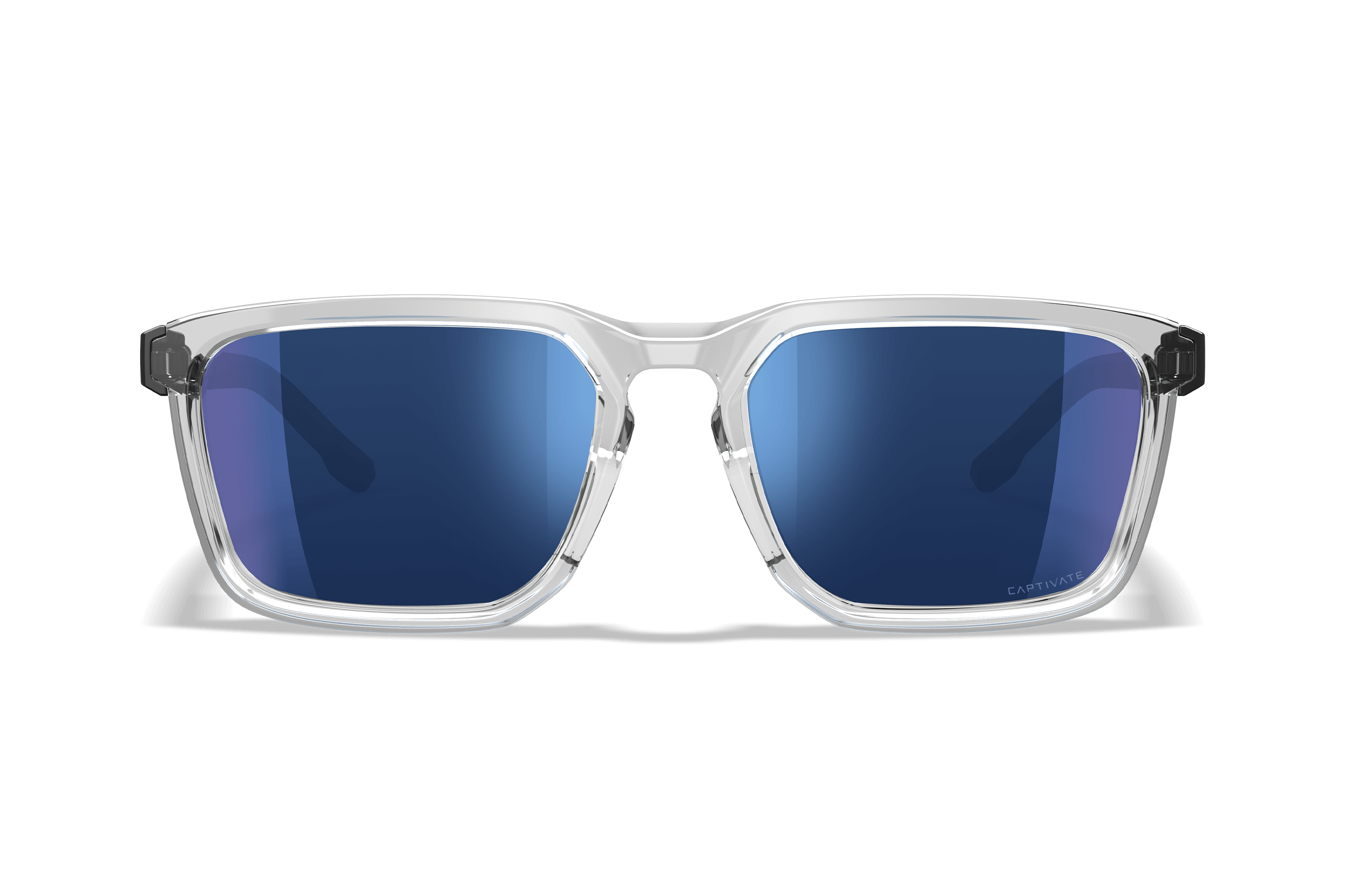 SUNLEO クリスタル WX Zulu Sunglasses CAPTIVATE™ Polarized Blue Mirror Lenses Clear Frame