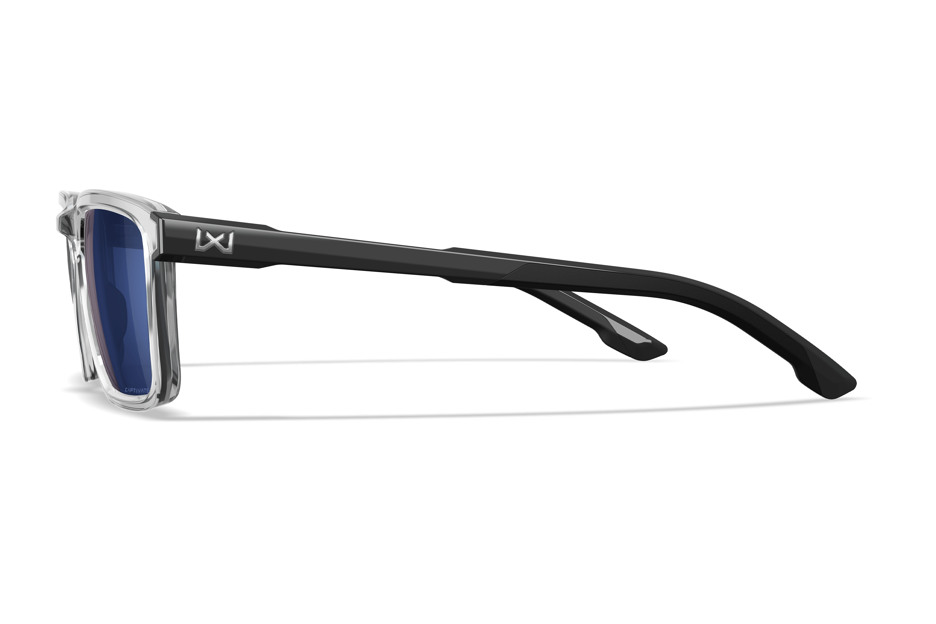 WX Zulu Sunglasses CAPTIVATE™ Polarized Blue Mirror Lenses Clear Frame