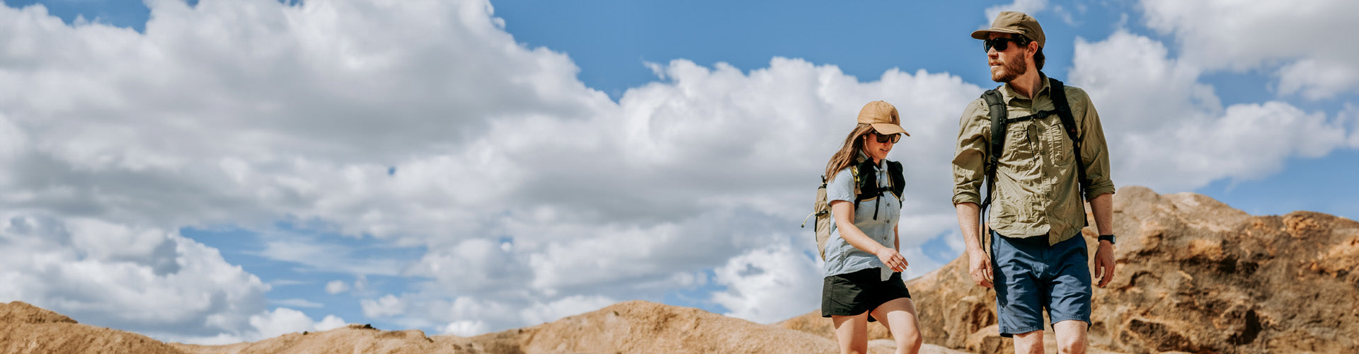 Man and women hiking wearing Wiley x sunglasses
