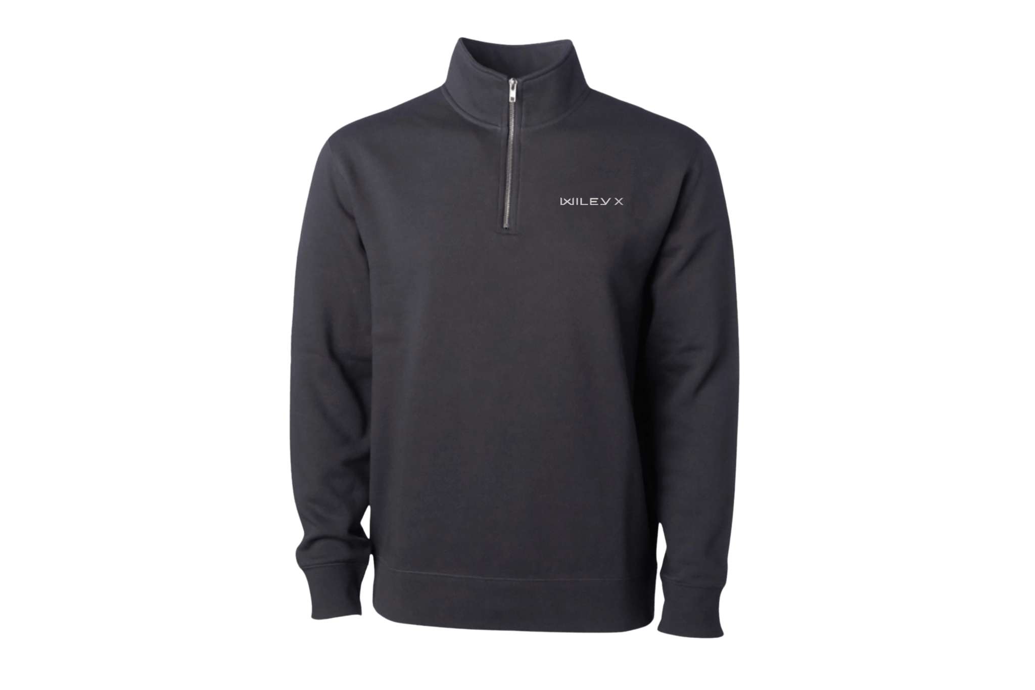 Dark gray pullover with a zipper on a black background