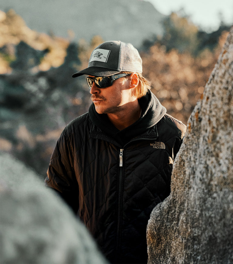 Man wearing the new WX Alpine sunglasses