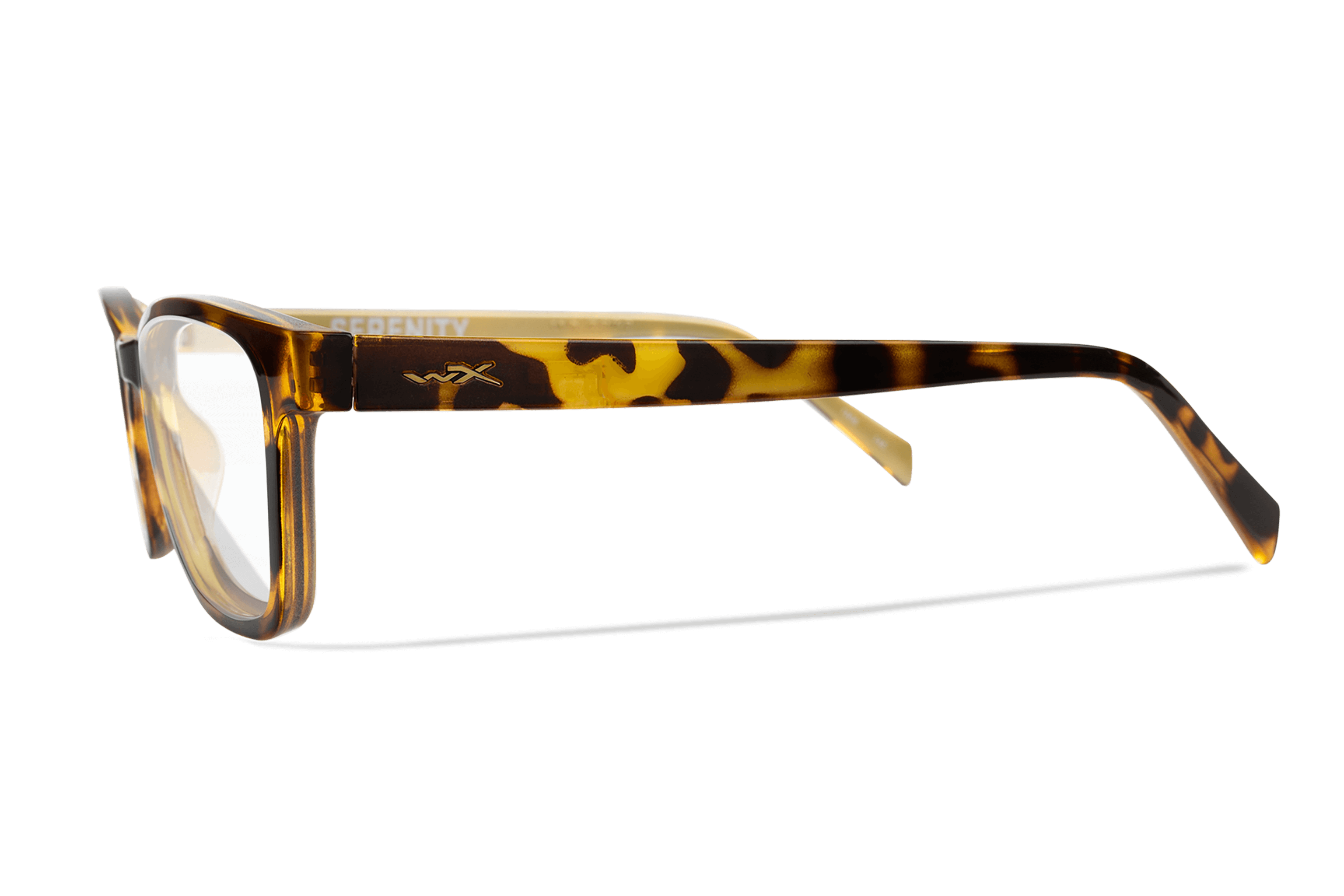 WX Serenity Eyeglasses - Gloss Brown Demi Frame Champagne Temples