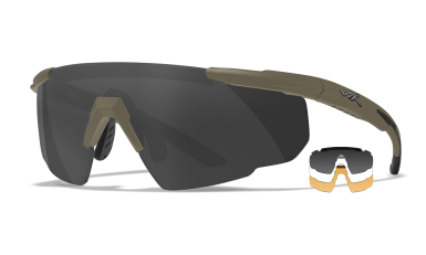 Saber Advanced 308T | Clear, Smoke Grey, Light Rust Lens Pack with Matte Tan Frame , Front Angle Left View.