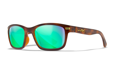 WX Helix Gloss Demi Frames with CAPTIVATE™ Polarized Green Mirror Lenses Front Left