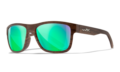 Wiley X Ovation AC6OVN07 Matte Woodgrain Frame with Captivate Polarized Green Mirrors