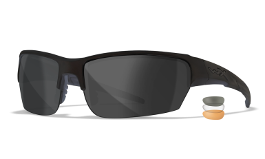 WX Saint Matte Black Frames Sunglasses with Clear, Smoke Grey, Light Rust Interchangeable Lenses Front Left