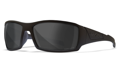 WX Twisted Alternative Fit Matte Black Frames with CAPTIVATE™ Polarized Grey Lenses Front Left