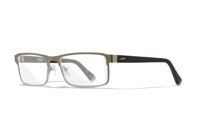 WX Axis, Front left side, Matte Silver with Black Temples