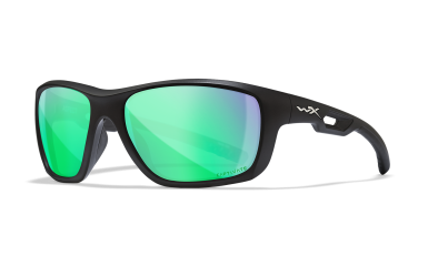 SKU: ACASP17 CAPTIVATE Polarized Green Mirror with Matte Black Frame, Front Angle Left View.