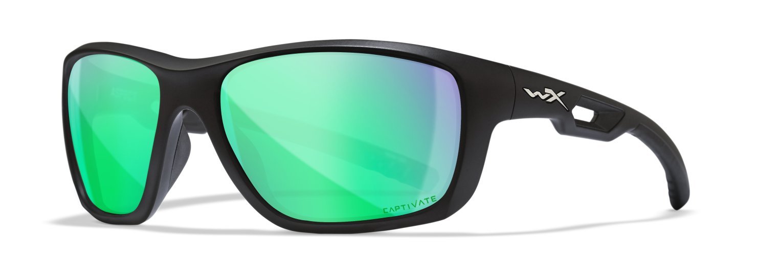and Extreme Sports Matte Black Frames Fishing Biking Wiley X WX Aspect Captivate Polarized Sunglasses Emerald Mirror Tinted Lenses UV Eye Protection for Shooting Safety Glasses for Men and Women 