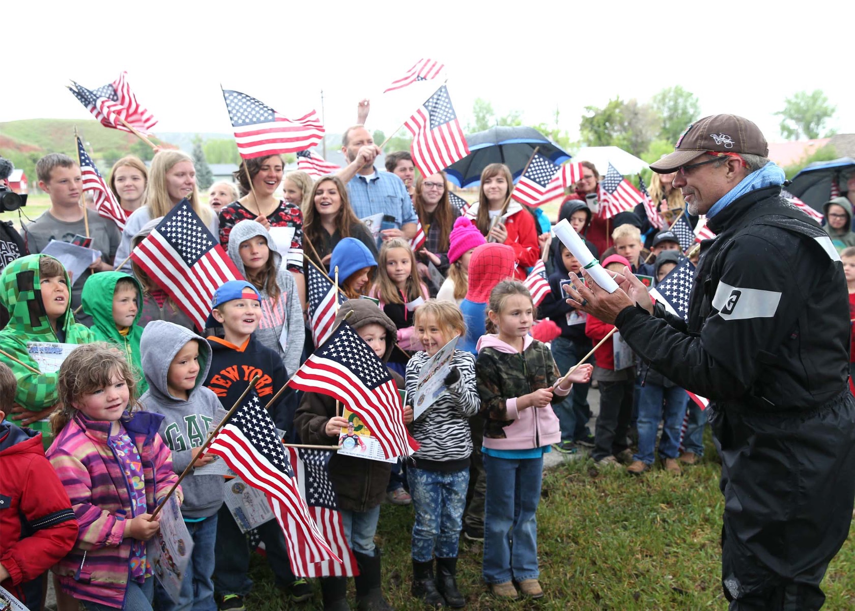 children with american flags